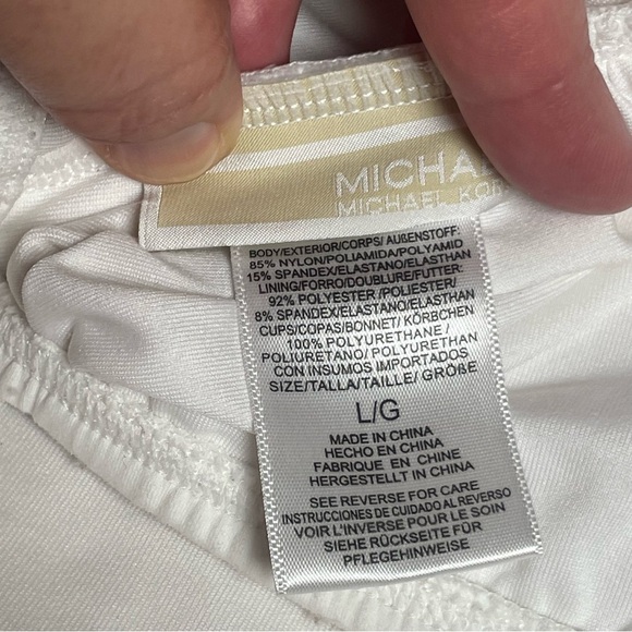 Michael Kors White Bandeau Bikini Bathing Suit Size Large - Picture 11 of 14